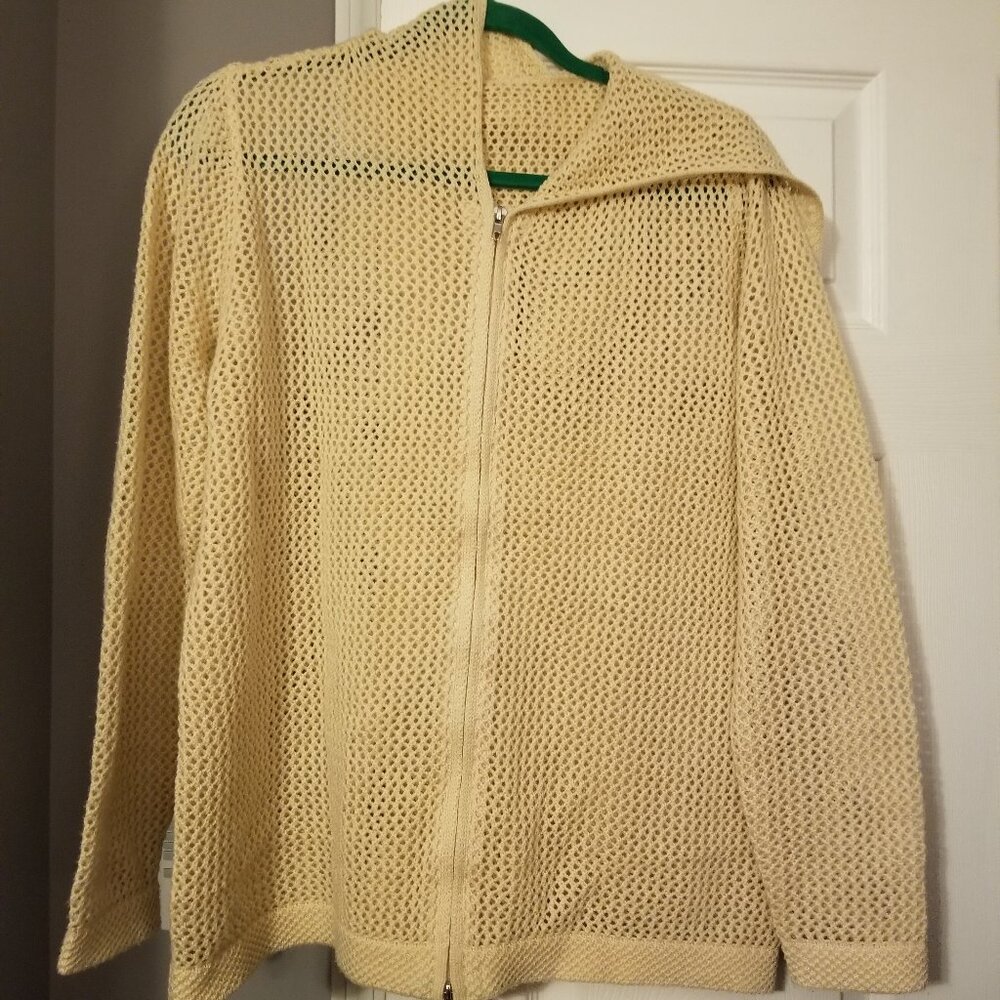 Saodimallsu Apricot Knit Top with Hoodie & Double-Zipper